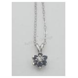 14k White Gold 16in Sapphire Necklace Tw 1.4g