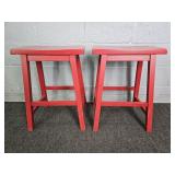 2x The Bid 23" Tall Painted Wood Saddle Stools