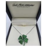 New Sterling Silver Au Sparkling 4 Leaf Clover