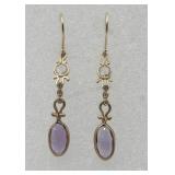 14 K Yellow Gold Amethyst Pierced Earrings Tw