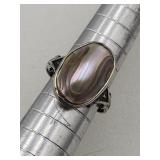 Sterling Silver Vintage Abalone Ring Sz 4.5 Tw