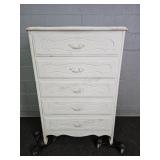 Vintage Painted Wood 5 Drawer Chest