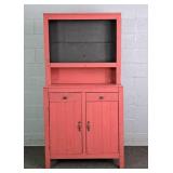 Vintage Painted Wood Step Back Cupboard