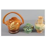 3pc Lot Of Roseville Pottery With Chips