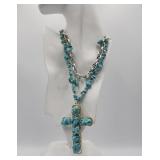 2 Faux Turquoise Chunky Necklaces