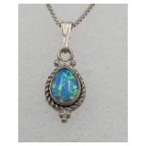 Sterling Silver 18in Opal Necklace Tw 4.0g