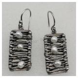 950 Sterling Silver Pearl Artisan Signed Pierced