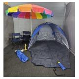 4x The Bid Shade Tent /beach Umbrella/ 2 Chairs