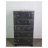 Vintage Painted Wood 5 Drawer Chest