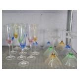 16 Pc Stemware W/ Colors & Etching