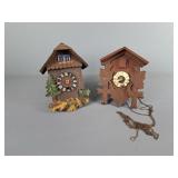 2x The Bid Vintage For Parts Only Cuckoo Clocks