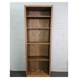 Solid Oak Bookcase W/ 4 Adj Shelves
