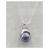 Sterling Silver 18in Dolphin On Marble Necklace