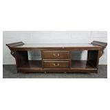 Vintage Hand Carved Glass Top Oriental Coffeetable