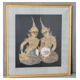 Vintage Thai Kinnara Goddesses Framed Painting