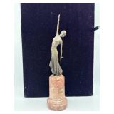 Art Deco Bronze Statue On Pink Marble Base