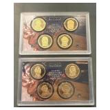 2x The Bid Proof Presidential Gold Dollar Sets