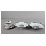 4 Pc Blue And White Porcelain Pieces