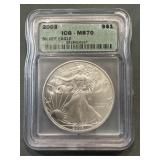 2003 American Silver Eagle Icg Ms70 - .999 Fine