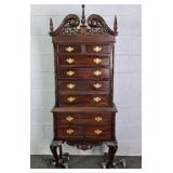 2 Pc Repro Antique Small 9 Drawer High Boy Chest