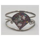 Alpaca Mexico Multi Inlayed Stones Cuff Bracelet