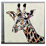 Colorful Giraffe Print On Canvas