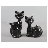 2x The Bid Vintage Ceramic Black Cat Figurines