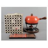 2 Qt Vintage Enamel Fondue Set Japan