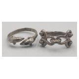 2 Sterling Silver Rings Tw 5.3g Sz 7 & 4
