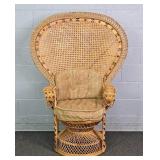 Vintage Wicker & Rattan Peacock Chair W/ Cushions