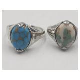.925 Sz 10 & 6 Faux Stones  Ring Tw 11.0g