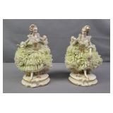 2x The Bid Dresden Lace Figurine