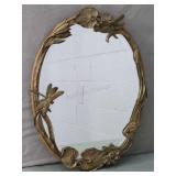 Wall Hung Mirror With Dragonfly & Floral Frame