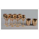 Lot Of Vintage Brass Wine Glasses & Tumblers