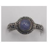 Sterling Silver Blue Stone Ring Sz 9