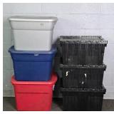 6x The Bid Monfold Sterilite & More Totes W/ Lids