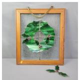 Holiday Wreath And Holly Stained Glass Suncatcher