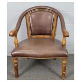 Wood Frame Faux Leather Upholstered Accent Chair