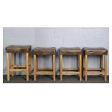 4x The Bid Bluefyn Wood Counter Height Bar Stools