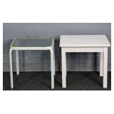 Lot Of 2 Solid Wood & Metal Frame Glass Top Table
