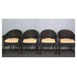 4x The Bid Metal Frame Synthetic Wicker Chairs