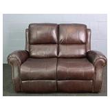 Abbyson Split Leather Electric Reclining Loveseat