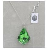 Swarovski Green Large Pendant On 20in Sterling