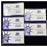 5x The Bid Us Mint 10 Coin Proof Sets 1999-2003