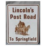 Decorative Metal Sign "lincolns Post Road"