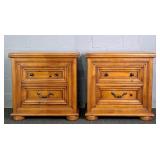 2x The Bid Broyhill Solid Pine 2 Drawer Stand