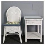 2x The Bid Painted Nat. Wicker Chair & Side Table