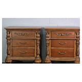 2x The Bid Mdf Cherry Finish 3 Drawer Night Stands