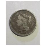 1865 Civil War 3 Cent Piece