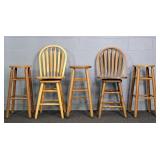 5x The Bid Solid Wood Bar Stools
